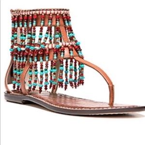 9.5 Sam Edelman Red and Blue beaded Sandal